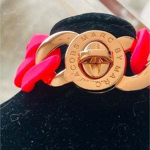 Marc by Marc Jacobs Pink Turnlock Rubber Bracelet